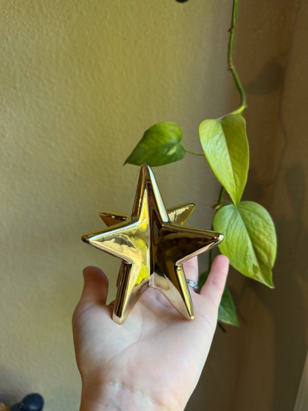 Gold Ceramic 3D Star Decorative Accent